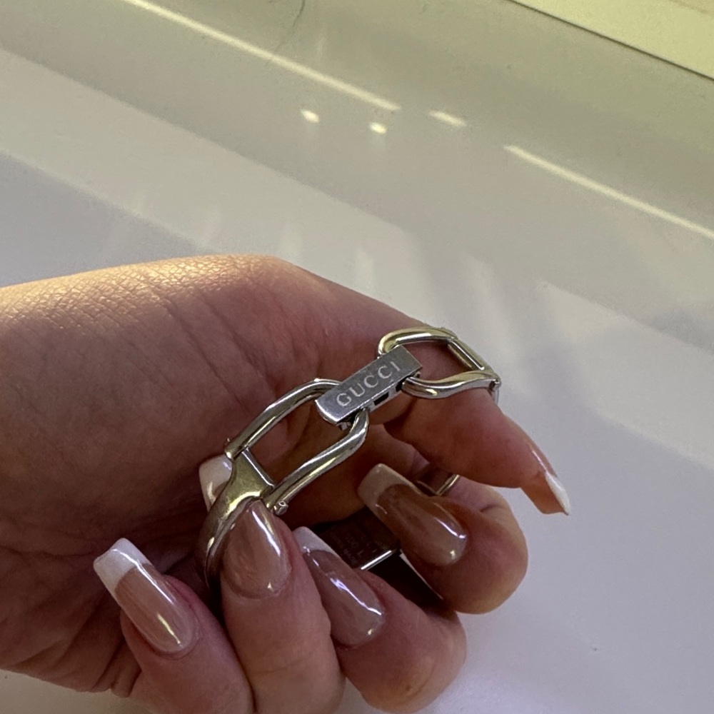 Gucci Blue Back Silver Rectangular Face Watch - image 4